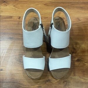 TOMS White Canvas Double-Band Slingback Sandals
